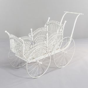 White-painted Metal Baby Carriage