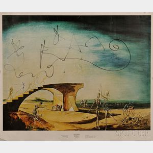 Dalí, Salvador (1904-1989) Signed Poster, The Broken Bridge and the Dream