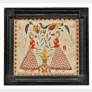Fraktur of Two Women with Birds