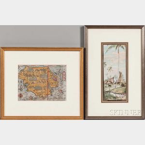 Sumatra, Borneo, and Budapest, Six Framed Maps and Prints.