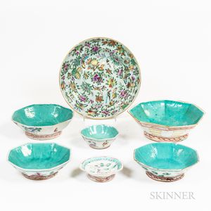 Seven Pieces of Chinese Famille Porcelain Tableware