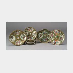 Nine Rose Medallion Porcelain Table Items