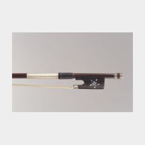 French Silver Mounted Violin Bow, Mirecourt, c. 1820