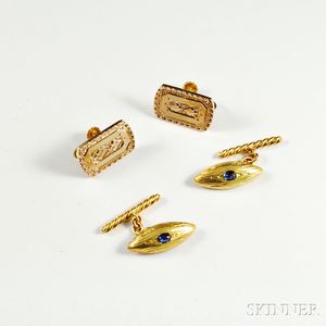 14kt Gold Earclips and Cuff Links