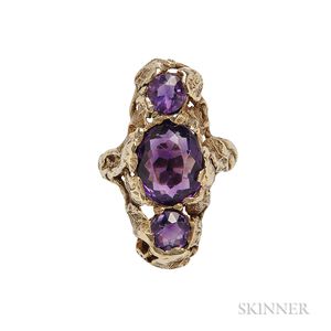 Arts and Crafts 14kt Gold and Amethyst Ring, George Walton