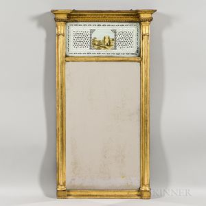 Federal Carved and Gilt-gesso Eglomise Mirror