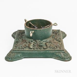 Green-painted Cast Iron Christmas Tree Stand