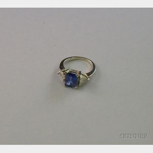 14kt White Gold, Diamond and Sapphire Ring