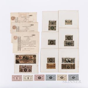 Twenty-one 19th Century Bank Notes/Currency Items.