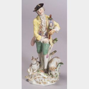 Meissen Porcelain Figure of a Shepherd with Bagpipes
