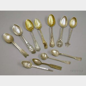 Group of Eleven Native American and Native American-themed Souvenir Spoons.
