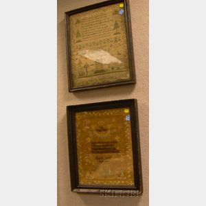 Two Framed 19th Century Needlework Samplers