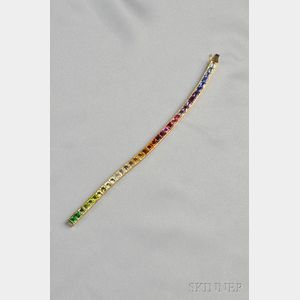 18kt Gold Gem-set "Rainbow" Line Bracelet