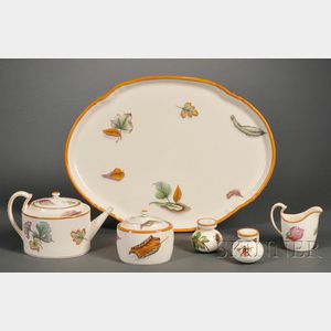 Six Wedgwood Queen's Ware Enamel Decorated Items