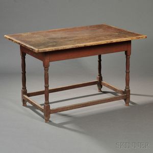 Large Red-painted Maple and Pine Tavern Table