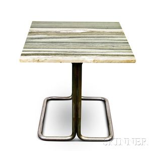 Mid-century Chrome Marble-top Side Table