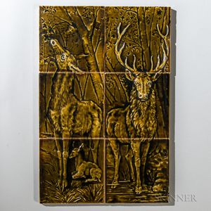 Six Trent Tile Co. Deer Pottery Tiles