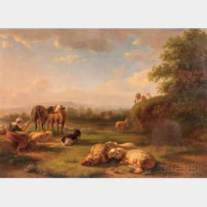 Balthasar Paul Ommeganck (Flemish, 1755-1826) Shepherdess with Sheep and Cows