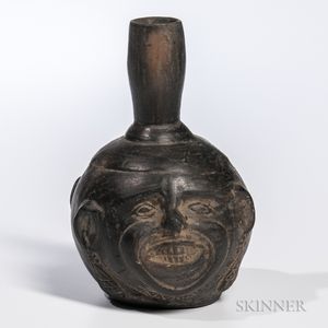 Moche Blackware Pottery Portrait Vessel