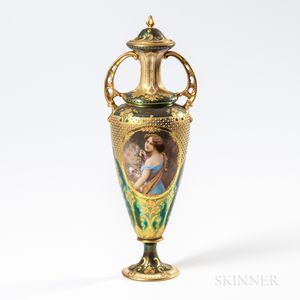 Royal Vienna Portrait Vase and Cover