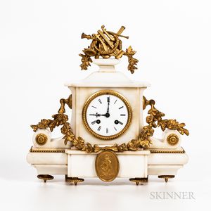 French White Marble and Gilt Mantel Clock