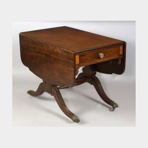 Classical Carved Mahogany Inlaid Library Table