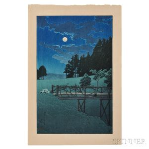 Kawase Hasui (1883-1957),Moon at Akebi Bridge