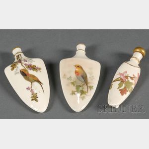 Three Royal Worcester Porcelain Perfume Bottles