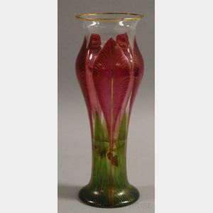 Painted Floral-decorated Art Glass Vase