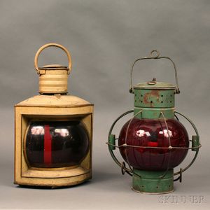 Two Painted Navigation Lanterns