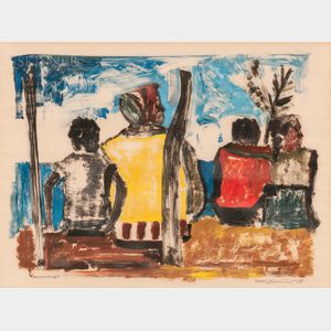 South American School, 20th Century Scene with Four Figures