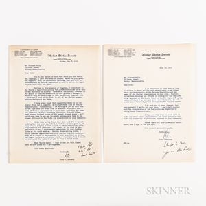 Two John F. Kennedy (1917-1963) Typed Letters Signed Regarding the Trieste Resolution, 1953.