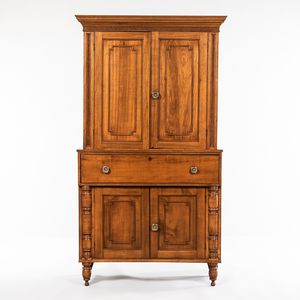 Tiger Maple and Butternut Carved Linen Press