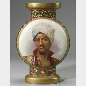 French Porcelain Egyptian Revival Portrait and Scenic Vase