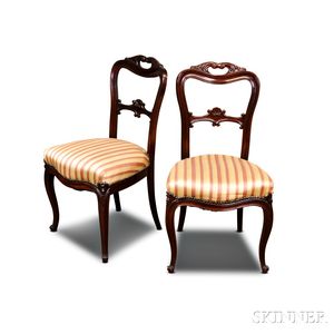 Pair of Rococo Revival Carved Mahogany Side Chairs