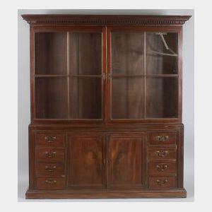 George III Style Mahogany Bookcase and Cabinet