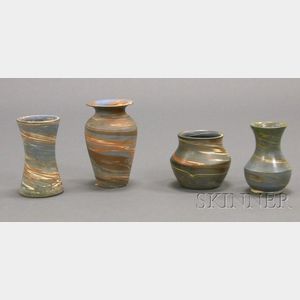 Four Niloak Pottery Vases