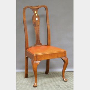 Queen Anne Maple Side Chair with Leather-upholstered Slip Seat