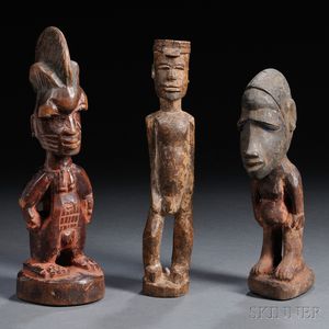 Three Yoruba Carved Wood Figures