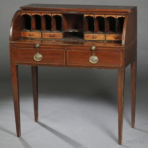 George III Mahogany-veneered Cylinder Writing Desk