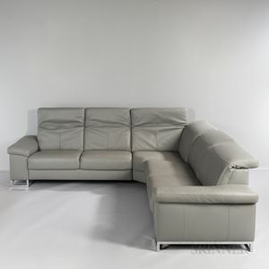 Nicoletti Three-piece Leather Sectional Sofa