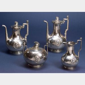 Four Piece Sterling Medallion Tea and Coffee Service