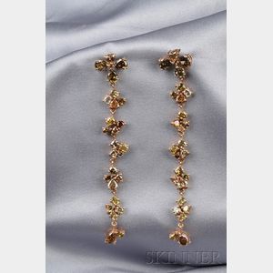 18kt Rose Gold and Colored Diamond Earpendants