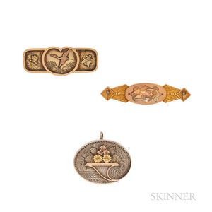 Three Victorian Aesthetic Movement Brooches