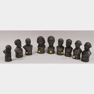 Nine Assorted Wedgwood Black Basalt Busts.