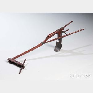 Wrought Iron and Mahogany Patent Model Plow