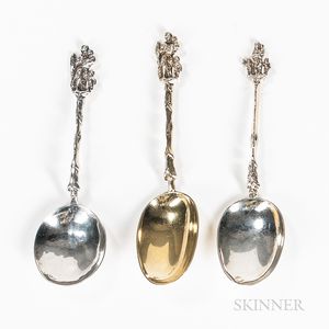 Three Dutch Silver Figural Spoons