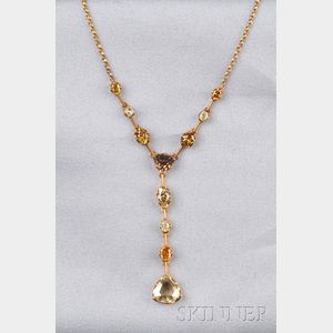 18kt Rose Gold and Fancy Colored Diamond Necklace
