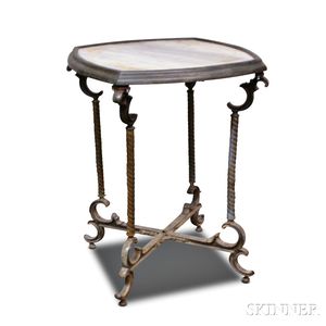 Victorian Cast Metal Inset Marble-top Table