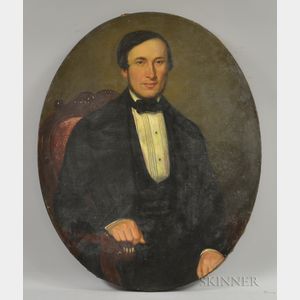 American School, 19th/20th Century Half-length Portrait of a Seated Man in Formal Attire.